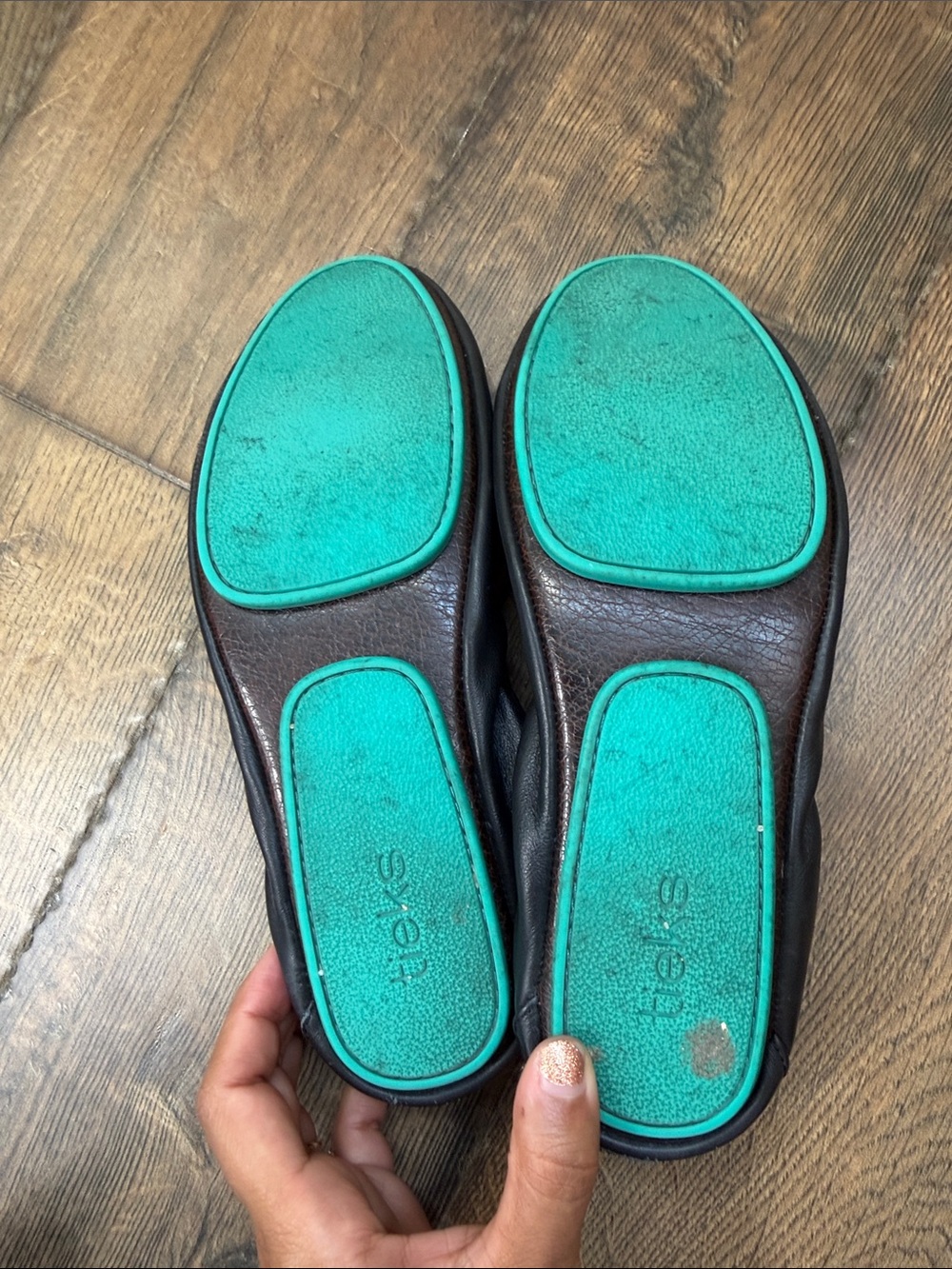 TIEKS Black Leather Ballet Flats — Women's Foldable Loafers - Picture 5 of 5